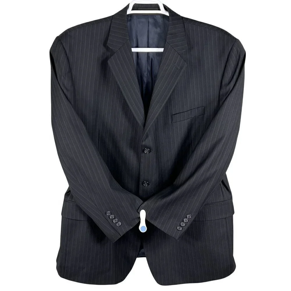 Calvin Klein Mens 44R Blue Pinstripe Wool Single Breasted Sport Coat Old Money